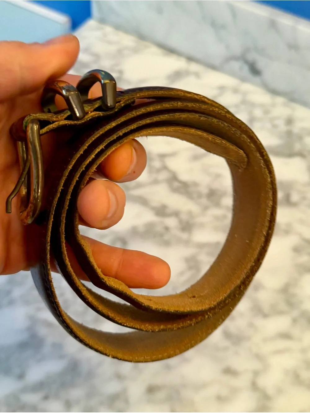Vtg 90s Dockers Genuine Cowhide Leather Brown Belt Sz 36 Made In USA Model 2342